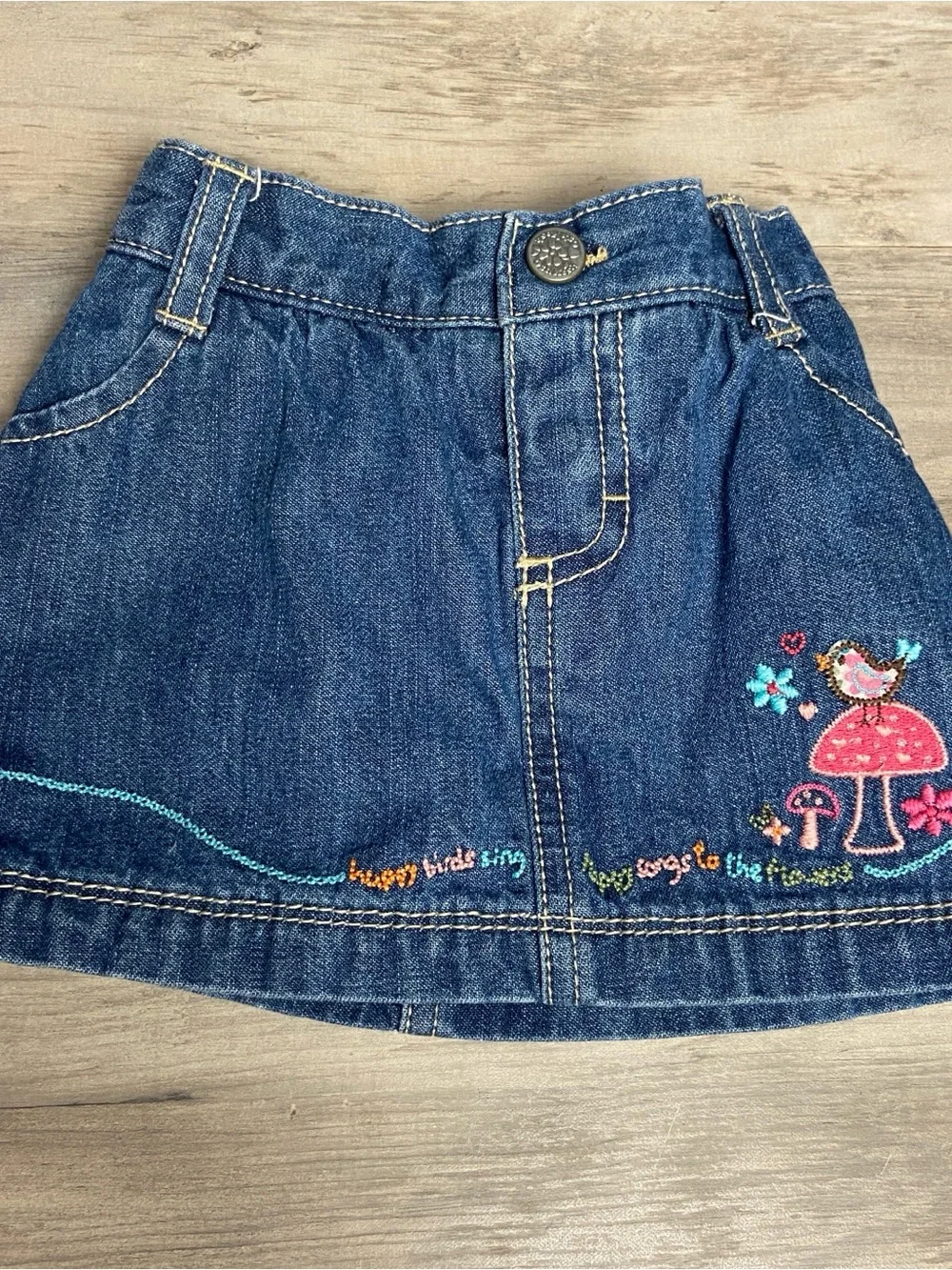 Genuine kids Oshkosh Skirt girls Size 9 Month Denim Skirt jean skirt embroidered